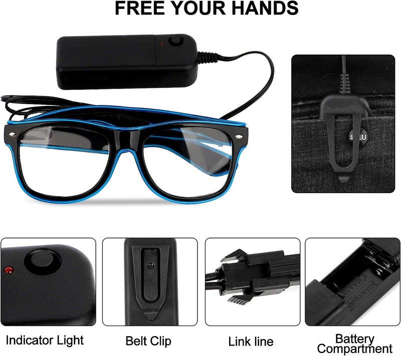 YouRfocus Led Light up Glasses Multi-Color Glow in the Dark Neon Rave Glasses for Rave Party, EDM, Halloween, Christmas - Image 5